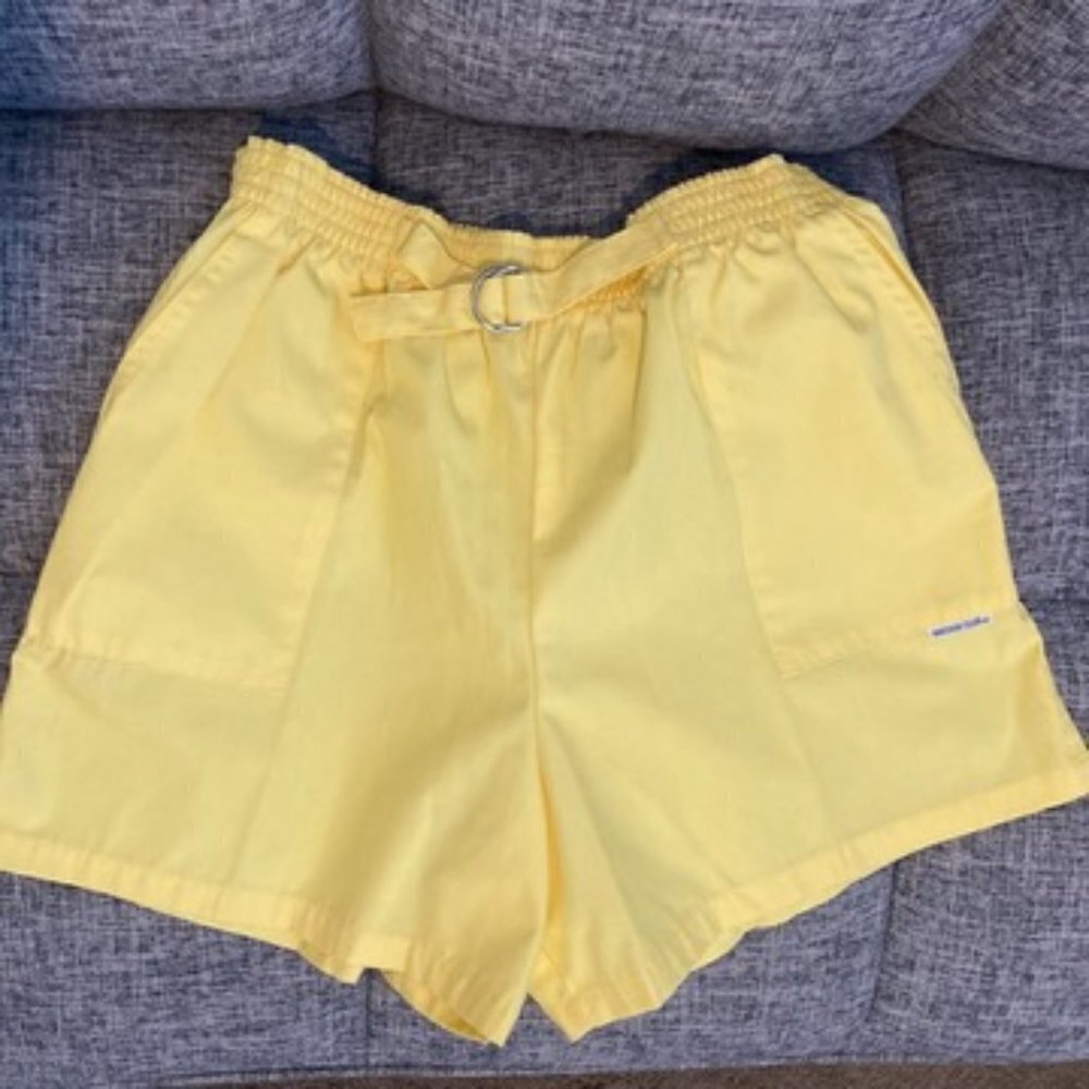 Vintage Anchor Club Yellow Shorts Elastic Waist Flat Front Pockets Men's Small